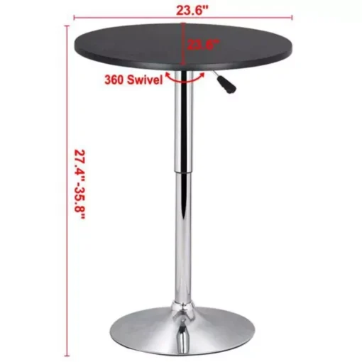 Adjustable Swivel Bar Table with Chrome Base for Café & Bistro - Image 7