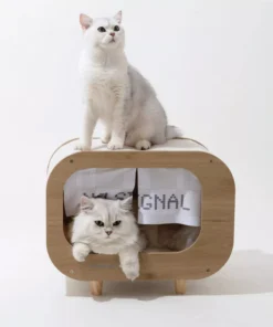 Luxury Wooden Cat House Bed & Condo with Scratching Pad
