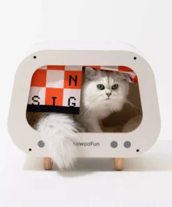 Luxury Wooden Cat House Bed & Condo with Scratching Pad