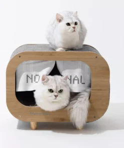 Luxury Wooden Cat House Bed & Condo with Scratching Pad