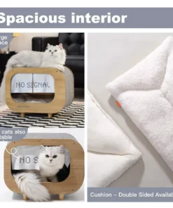 Luxury Wooden Cat House Bed & Condo with Scratching Pad