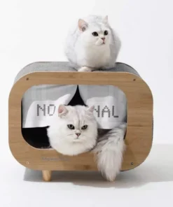 Luxury Wooden Cat House Bed & Condo with Scratching Pad