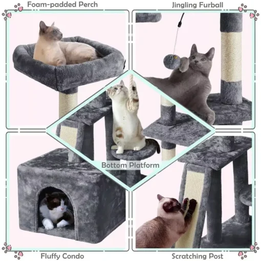 Deluxe Multilevel Plush Cat Tree with Sisal Scratching Posts - Image 4