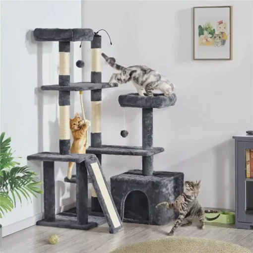 Deluxe Multilevel Plush Cat Tree with Sisal Scratching Posts - Image 3