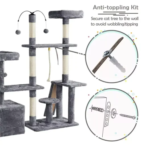 Deluxe Multilevel Plush Cat Tree with Sisal Scratching Posts - Image 5