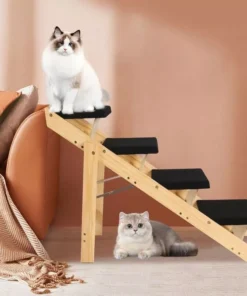 2-in-1 Foldable Wooden Pet Stairs & Ramp for Cats and Medium-Sized Dogs