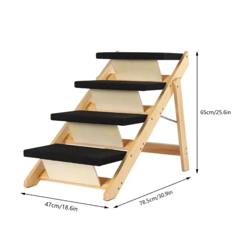 2-in-1 Foldable Wooden Pet Stairs & Ramp for Cats and Medium-Sized Dogs - Image 7