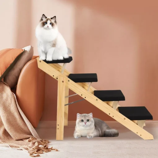 2-in-1 Foldable Wooden Pet Stairs & Ramp for Cats and Medium-Sized Dogs - Image 2