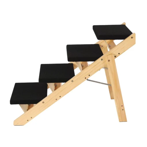 2-in-1 Foldable Wooden Pet Stairs & Ramp for Cats and Medium-Sized Dogs - Image 4