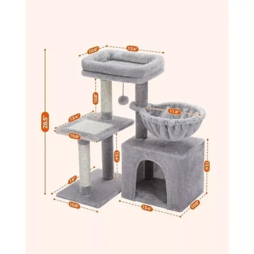 Transformable Cat Tower – 28.5” Small Cat Tree for Indoor Cats - Image 4