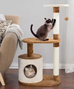 3-Tier Indoor Cat Tree with Condo, Scratching Posts & Perches