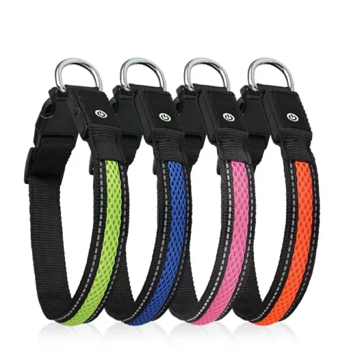 Nylon Dog Collar Flash Night Safety LED Glow Waterproof - Image 2