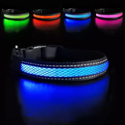 Nylon Dog Collar Flash Night Safety LED Glow Waterproof - Image 3