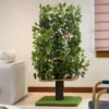 Multi-Level Indoor Cat Tree House with Interchangeable Silk Leaves