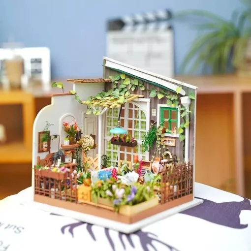 DIY Miniature Room Dollhouse Kit with LED Light and Furniture