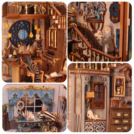 Magical School Lounge DIY Book Nook Kit with Touch Light & Dust Cover - Image 7