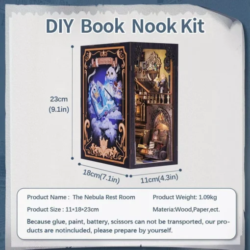 Magical School Lounge DIY Book Nook Kit with Touch Light & Dust Cover - Image 8