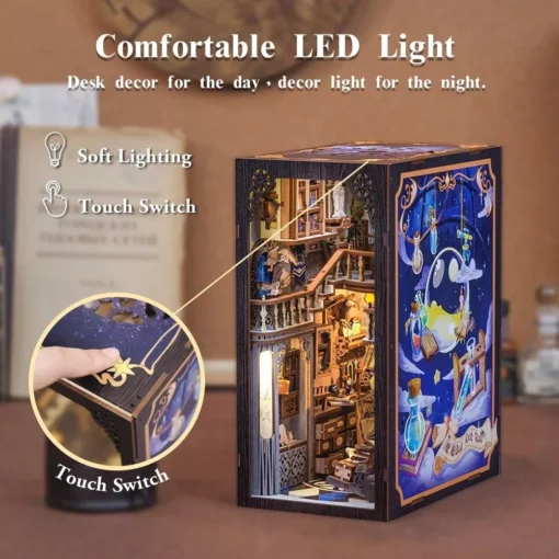 Magical School Lounge DIY Book Nook Kit with Touch Light & Dust Cover - Image 6