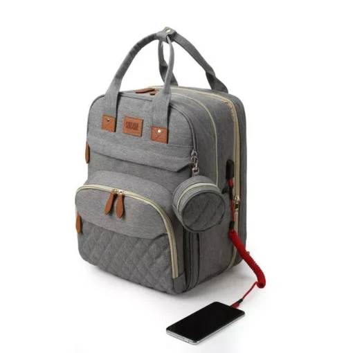 3-in-1 Diaper Bag Backpack with Foldable Baby Bed - Image 3