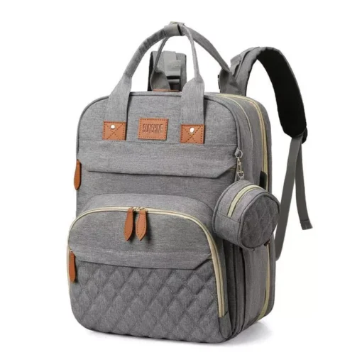 3-in-1 Diaper Bag Backpack with Foldable Baby Bed - Image 2