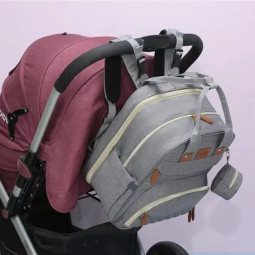 3-in-1 Diaper Bag Backpack with Foldable Baby Bed - Image 5