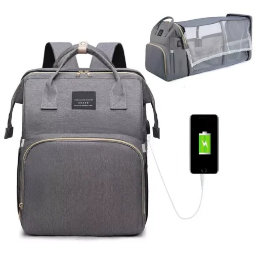 Multi-Function Portable Baby Diaper Bag with Folding Crib and Changing Table