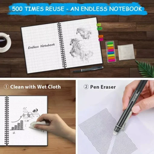 Eco-Friendly Reusable & Erasable A4 Smart Notebook - Image 3