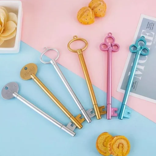 Retro Key-Shaped Gel Ink Pens, 100 Pcs Set - Image 2