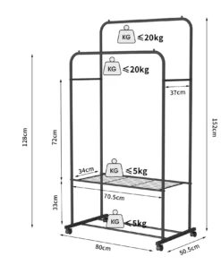 Double Rail Clothes Rack with Shoe Storage