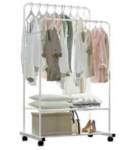 Double Rail Clothes Rack with Shoe Storage