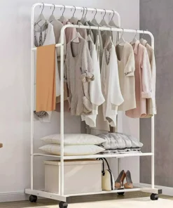 Double Rail Clothes Rack with Shoe Storage