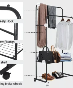 Double Rail Clothes Rack with Shoe Storage