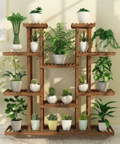46in Wood Multi-Tier Plant Stand