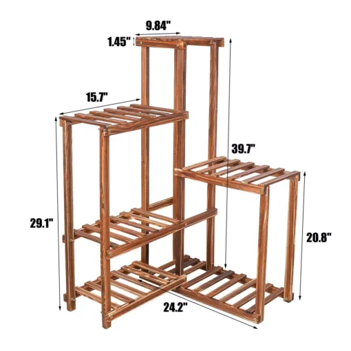 6-Tier Wooden Plant Stand for Indoor & Outdoor Display - Image 5