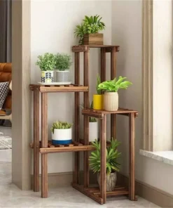 6-Tier Wooden Plant Stand for Indoor & Outdoor Display