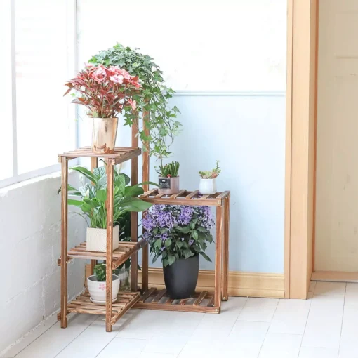 6-Tier Wooden Plant Stand for Indoor & Outdoor Display - Image 4