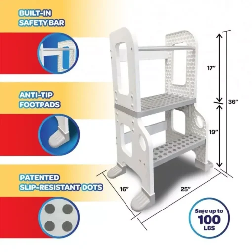 Kitchen Helper Stool for Toddlers 2-in-1 Safety Step Stool - Image 7