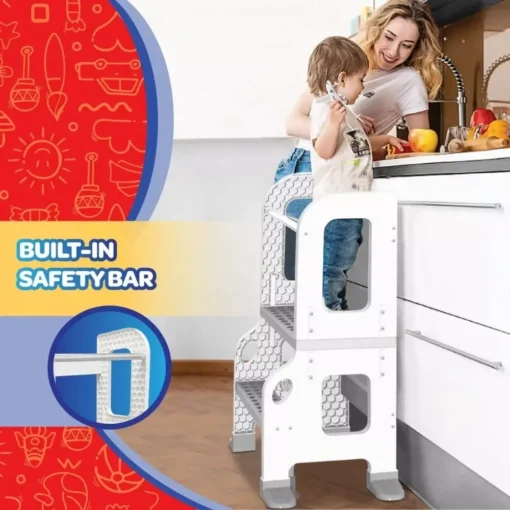 Kitchen Helper Stool for Toddlers 2-in-1 Safety Step Stool - Image 4