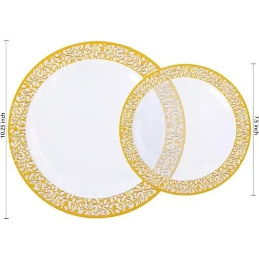 96pcs Gold Plastic Plates - Image 3