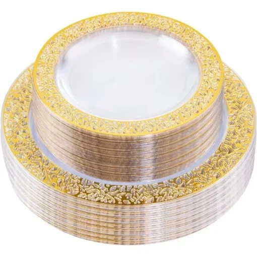 96pcs Gold Plastic Plates - Image 2