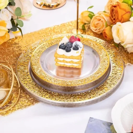 96pcs Gold Plastic Plates - Image 4