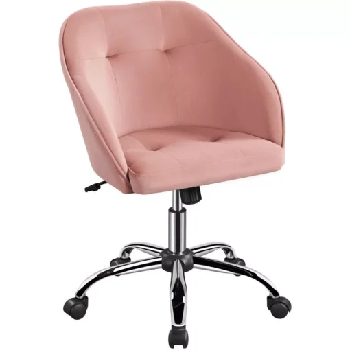 Pink Velvet Adjustable Swivel Office Chair - Image 11