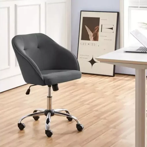 Pink Velvet Adjustable Swivel Office Chair