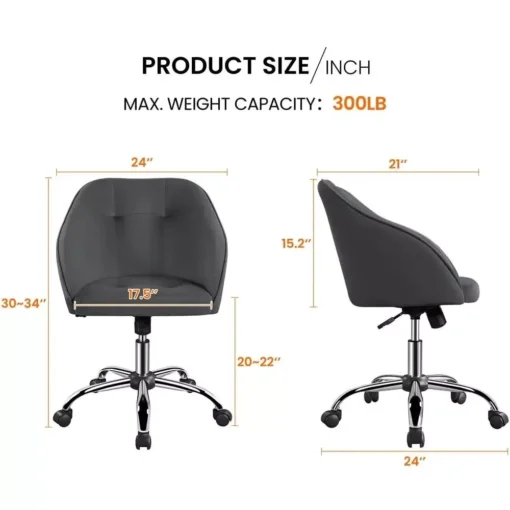 Pink Velvet Adjustable Swivel Office Chair - Image 9