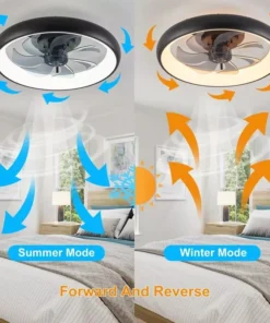 Modern Black LED Ceiling Fan with Dimmable Chandelier