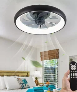 Modern Black LED Ceiling Fan with Dimmable Chandelier