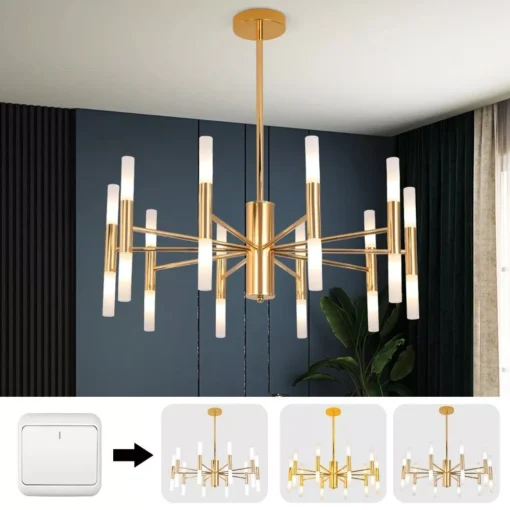 Modern Golden LED Chandelier for Luxurious Ambiance - Image 5