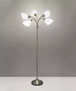 Flexible Five-Light Floor Lamp with Frosted Acrylic Shades