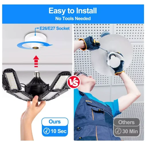 Adjustable LED Garage Ceiling Light - Image 8