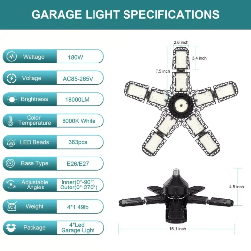 Adjustable LED Garage Ceiling Light - Image 5